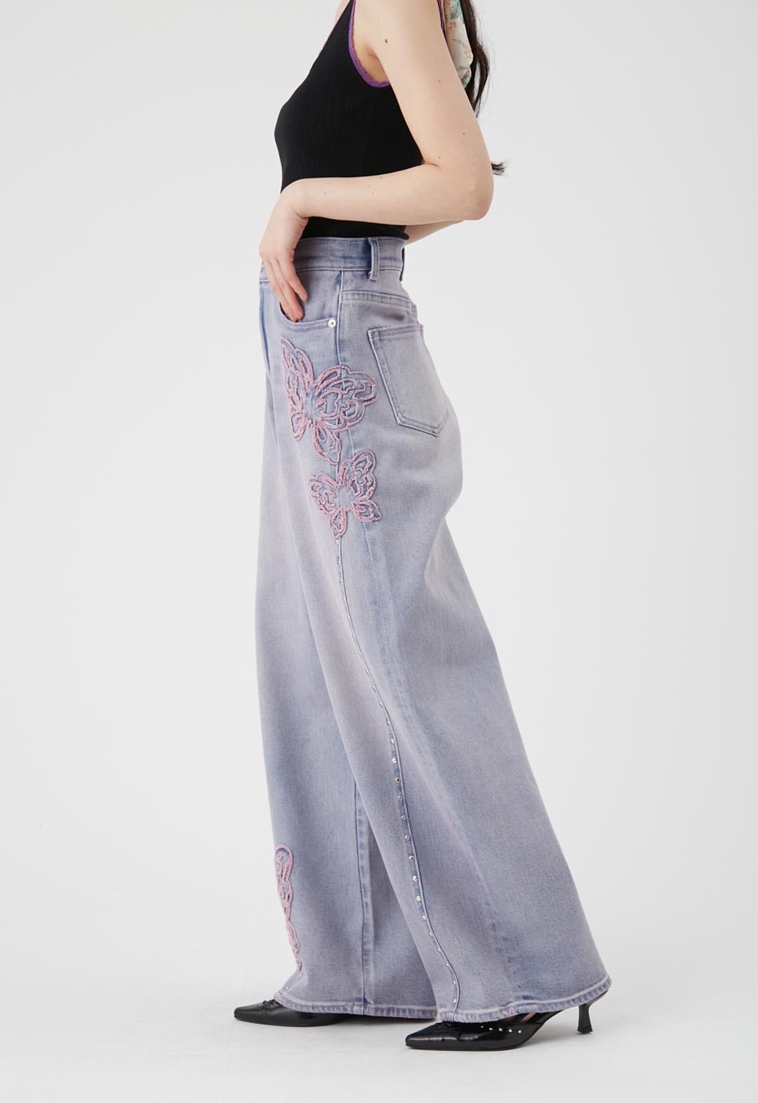 【LILY BROWN×ANNA SUI】Butterfly Wide Denim Pants