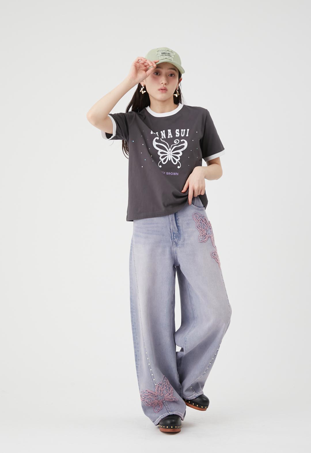 【LILY BROWN×ANNA SUI】Butterfly Wide Denim Pants