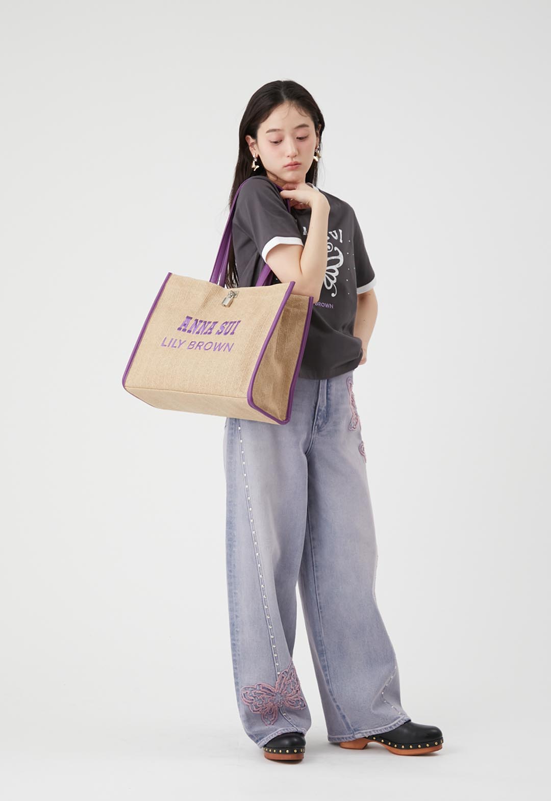 【LILY BROWN×ANNA SUI】Butterfly Wide Denim Pants