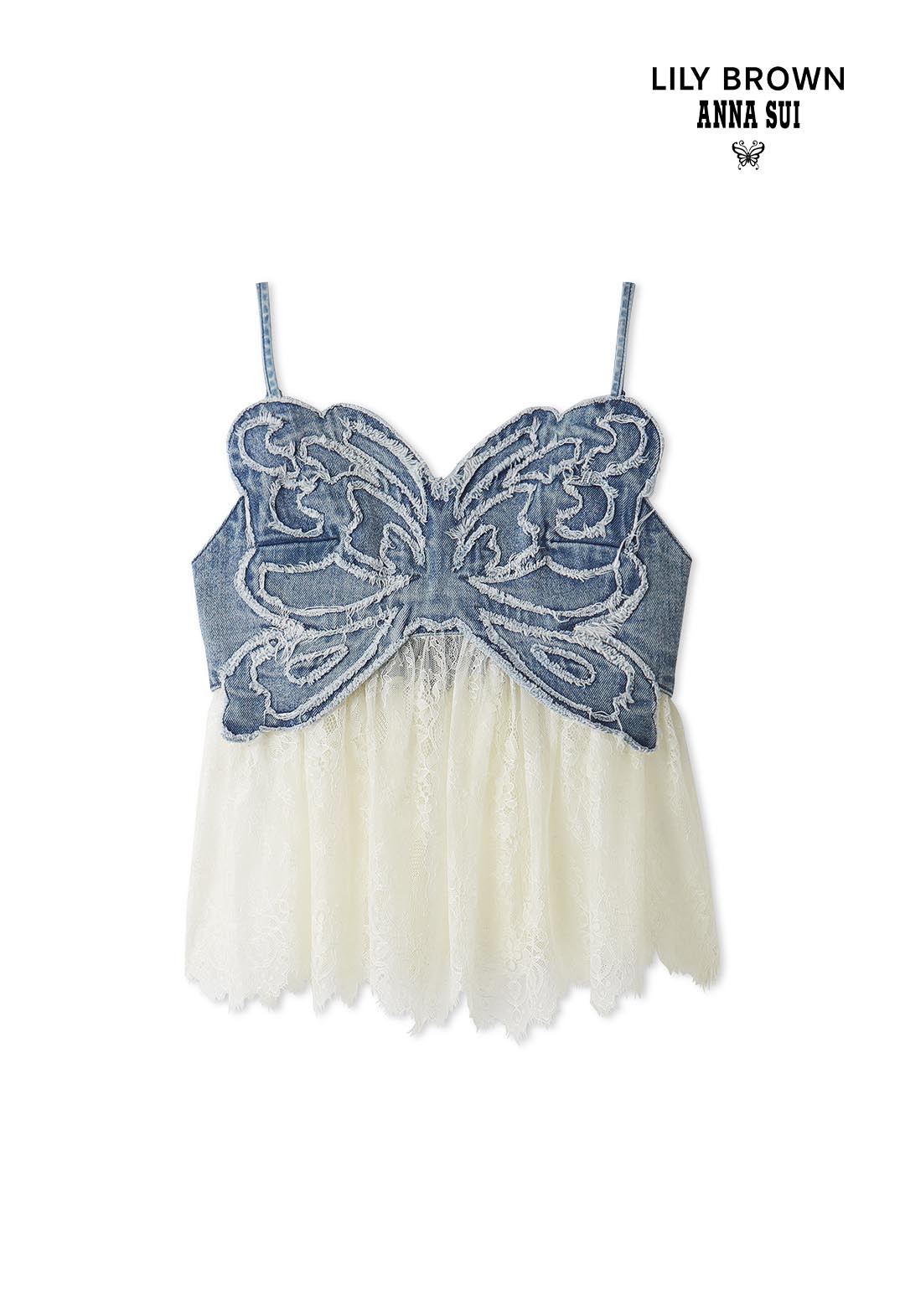 【LILY BROWN×ANNA SUI】Butterfly Lace Denim Bustier Top