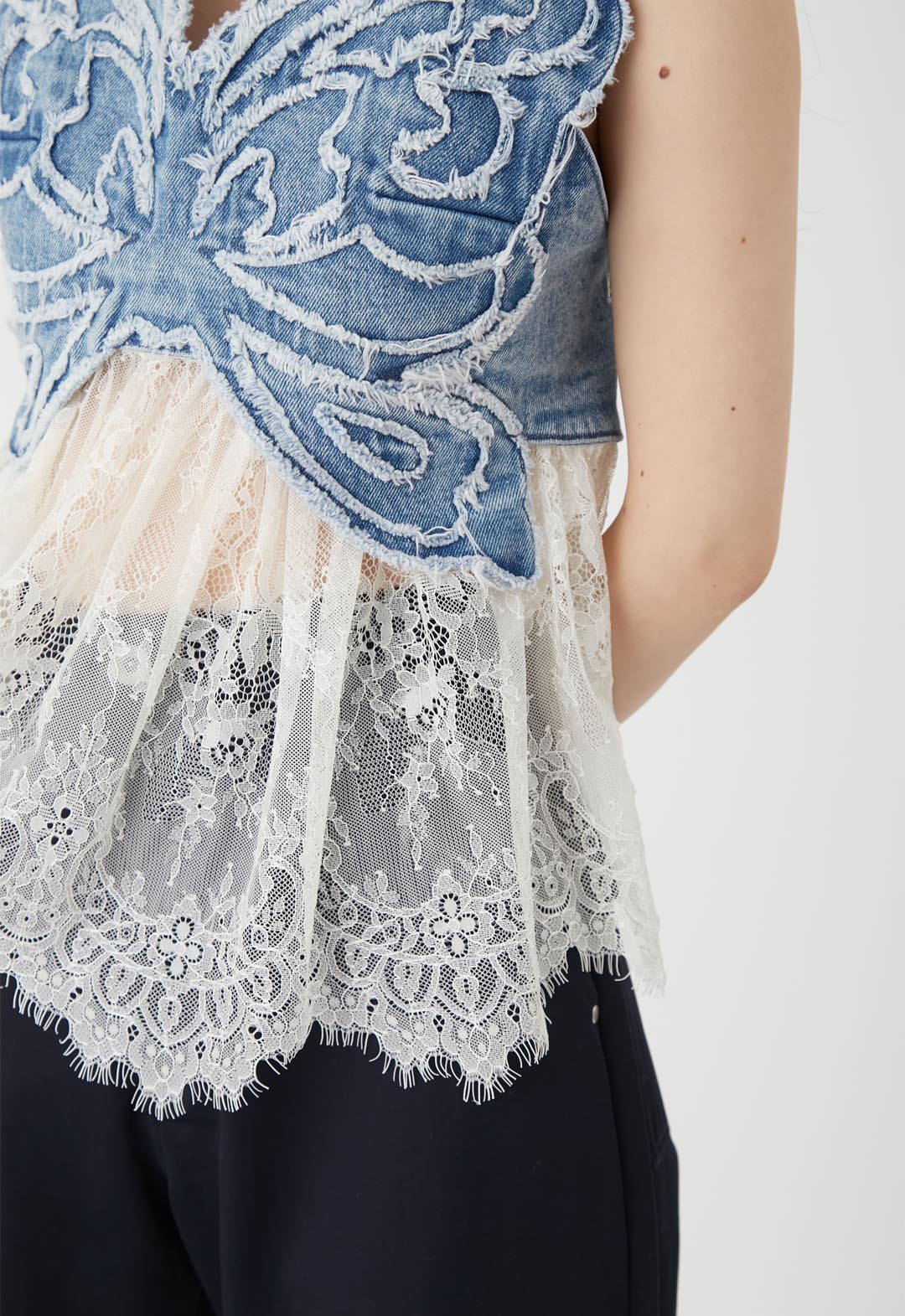 【LILY BROWN×ANNA SUI】Butterfly Lace Denim Bustier Top