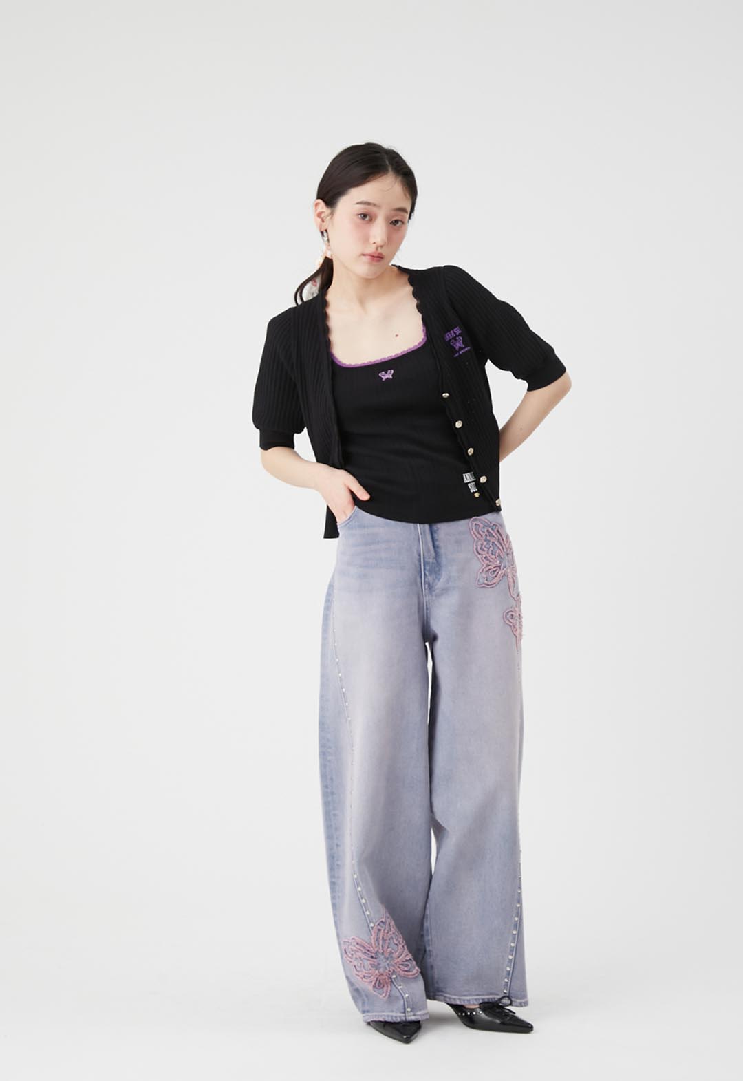 【LILY BROWN×ANNA SUI】Two-tone knit camisole
