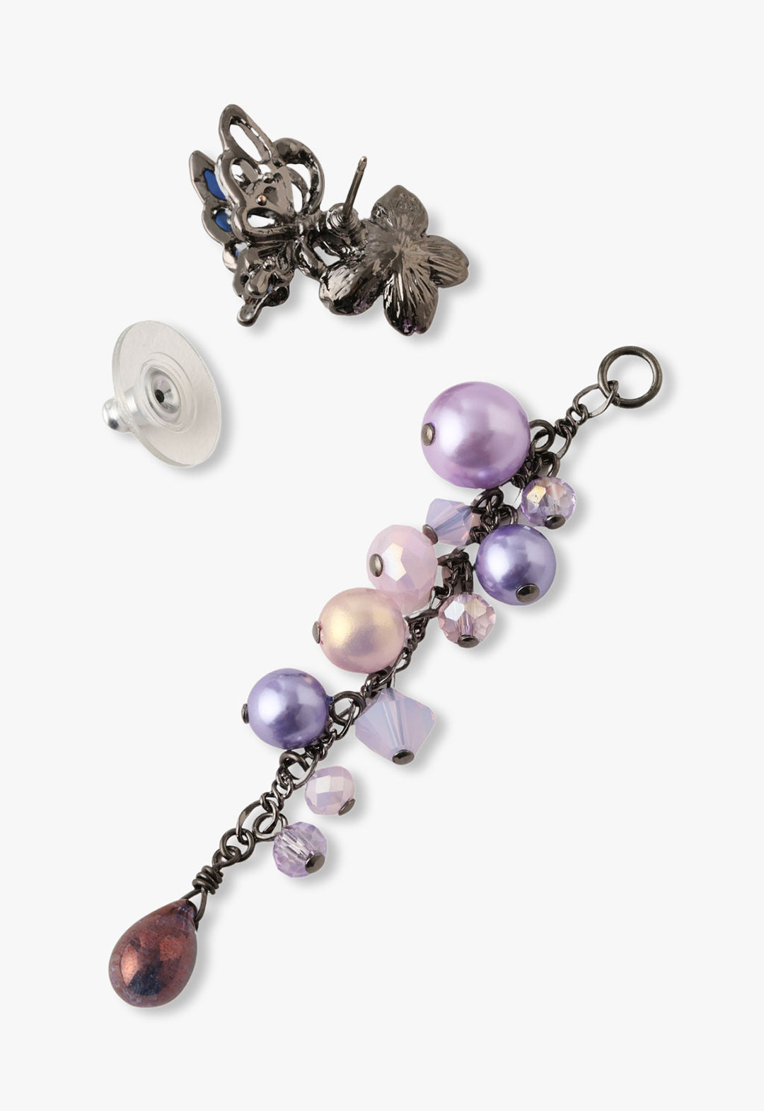 Cherry blossom and butterfly motif earrings