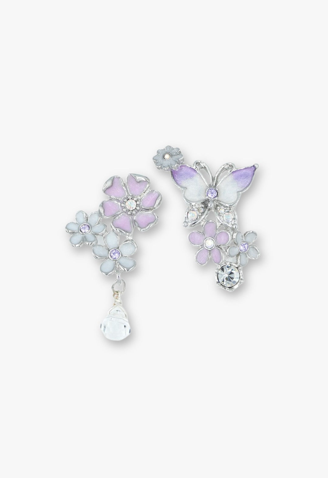 蝶 小花モチーフ ピアス