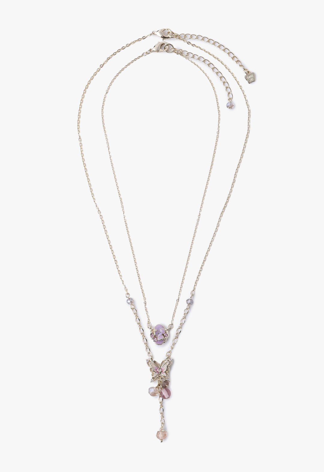 Butterfly rose motif 2-piece set necklace