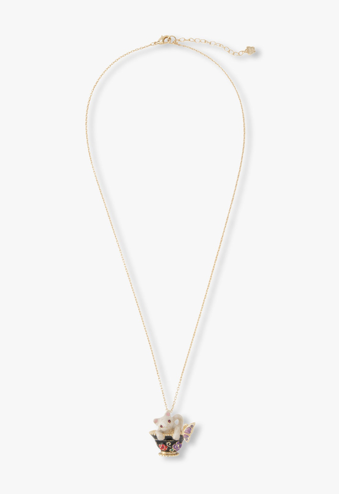 White cat motif necklace