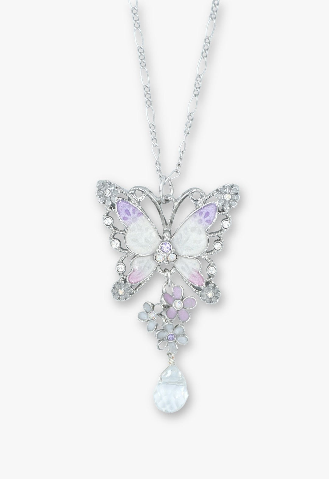 Butterfly and small flower motif necklace