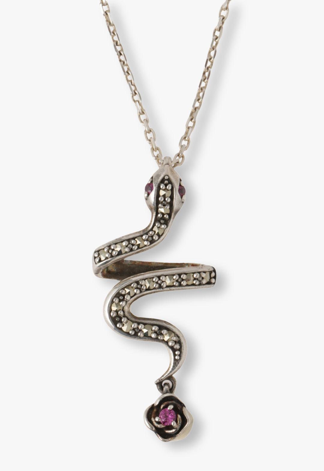 アナ スイ（ANNA SUI）シルバー スネークモチーフ ネックレス | ローズ 