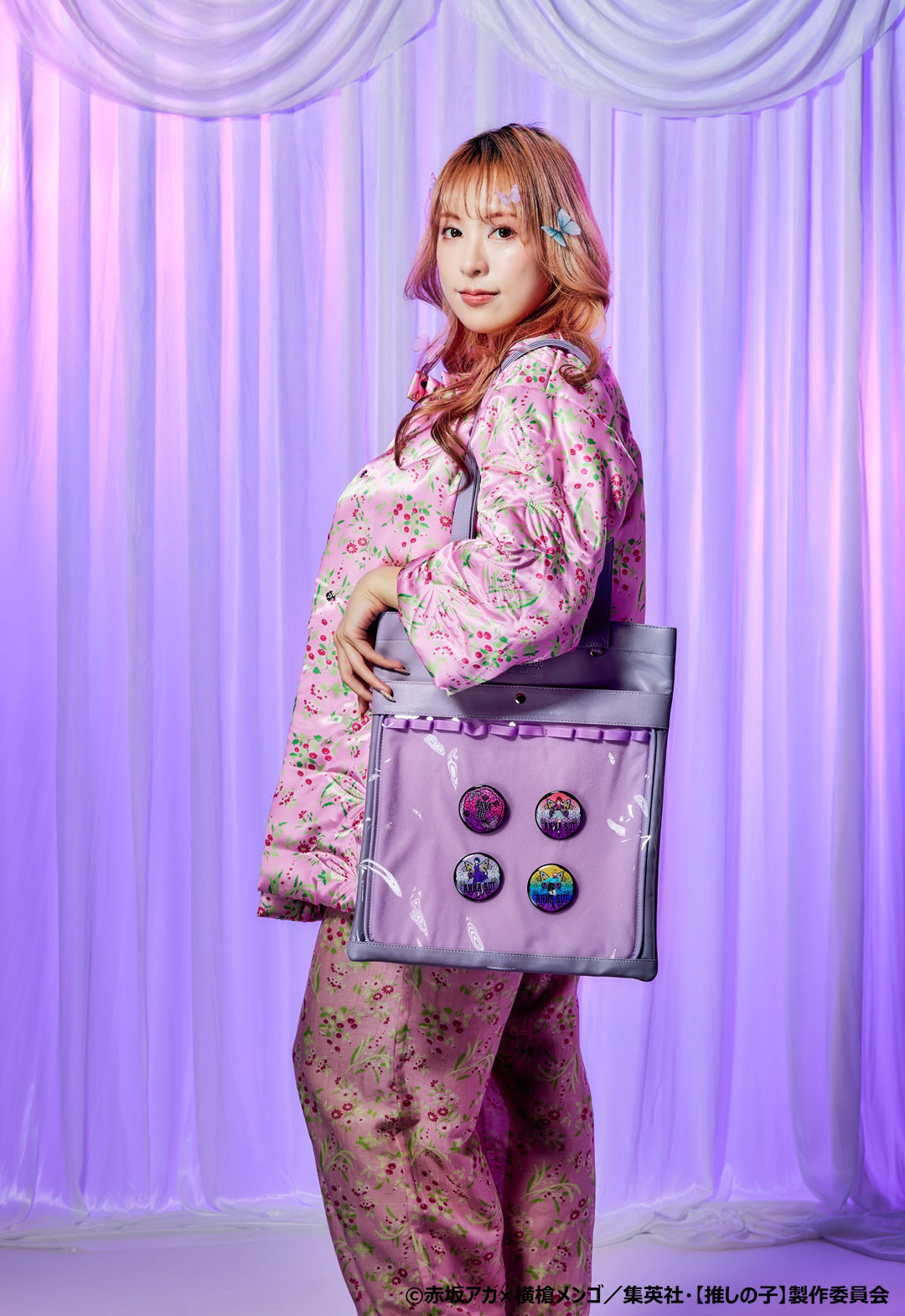 【推しの子】×ANNA SUI 推し活トートバッグ(トレカケース / 缶バッジ付) PURPLE