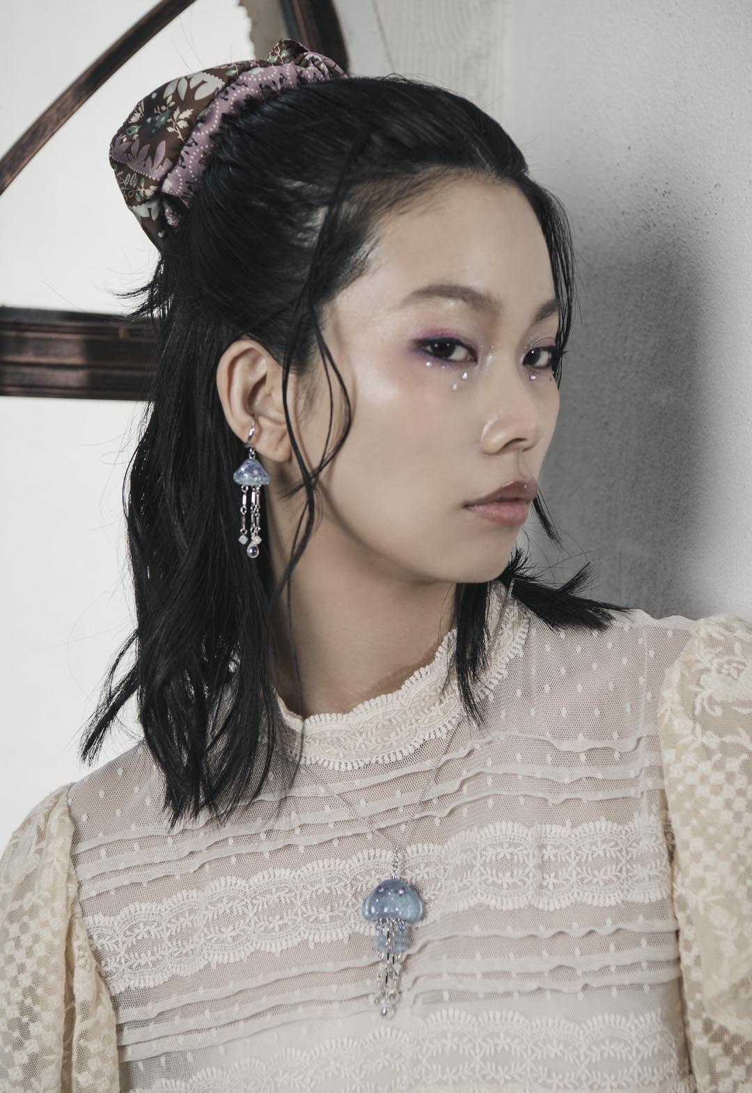 玫瑰花蕾壁紙緞面髮圈