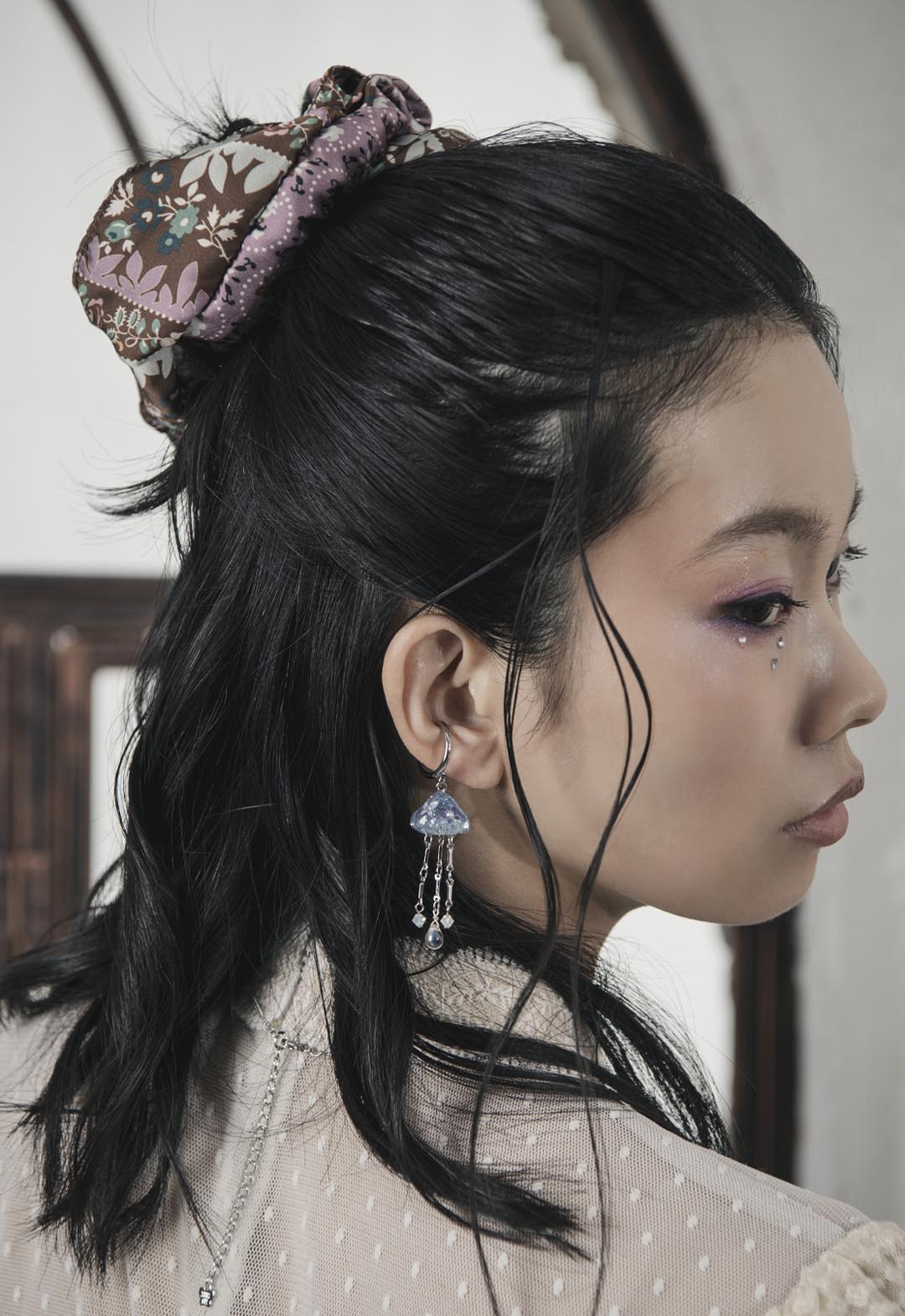 玫瑰花蕾壁紙緞面髮圈