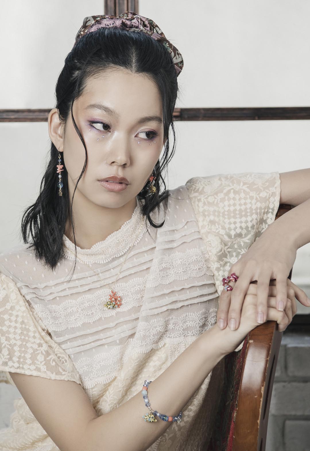 VICTORIAN LACE COMBO DROP WAIST DRESS