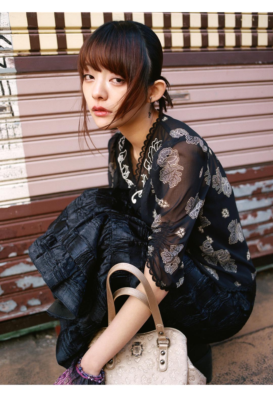 铃兰与素描玫瑰雪纺组合玫瑰刺绣床罩