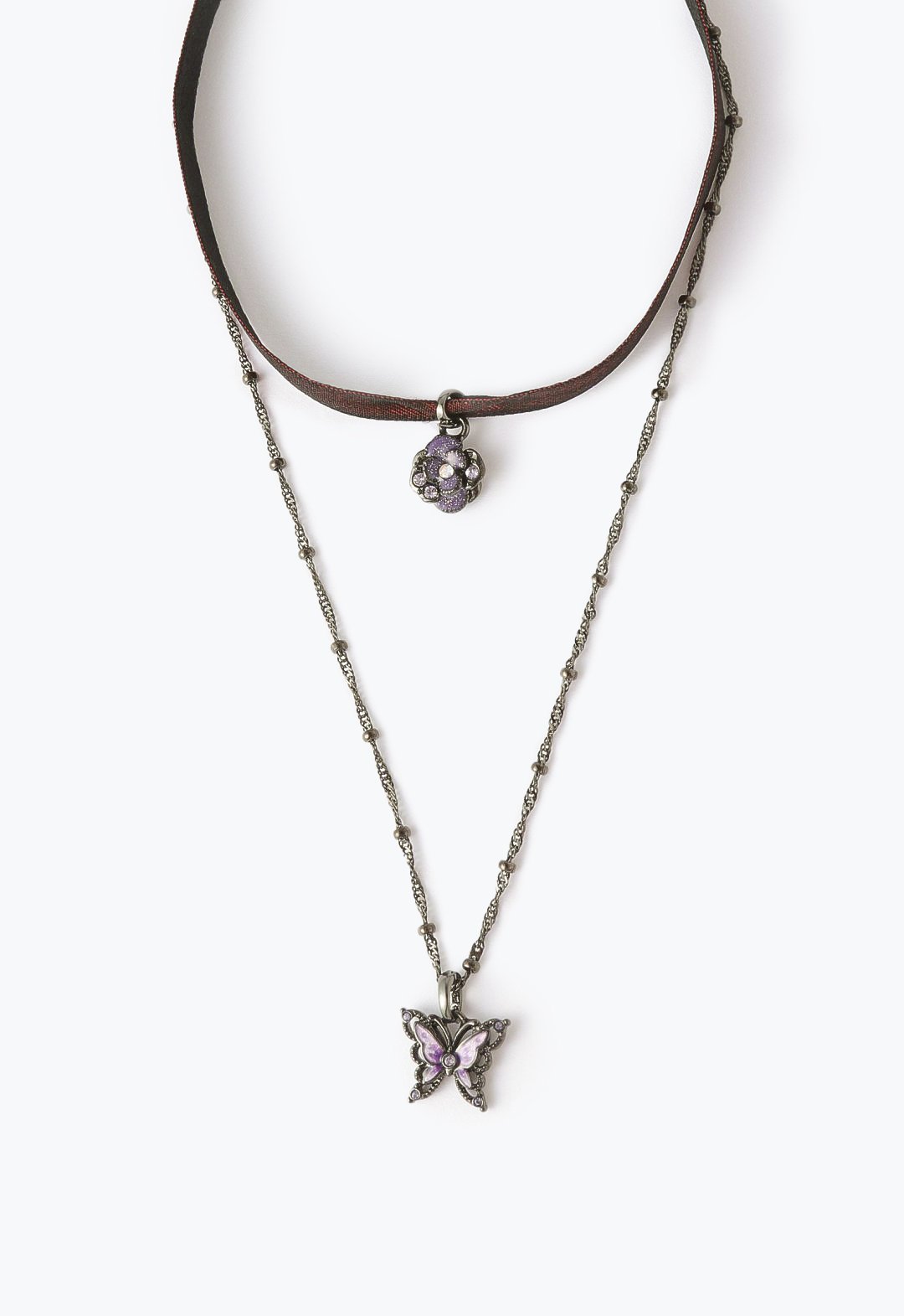 アナ スイ（ANNA SUI） 蝶モチーフ ネックレス バラモチーフ 
