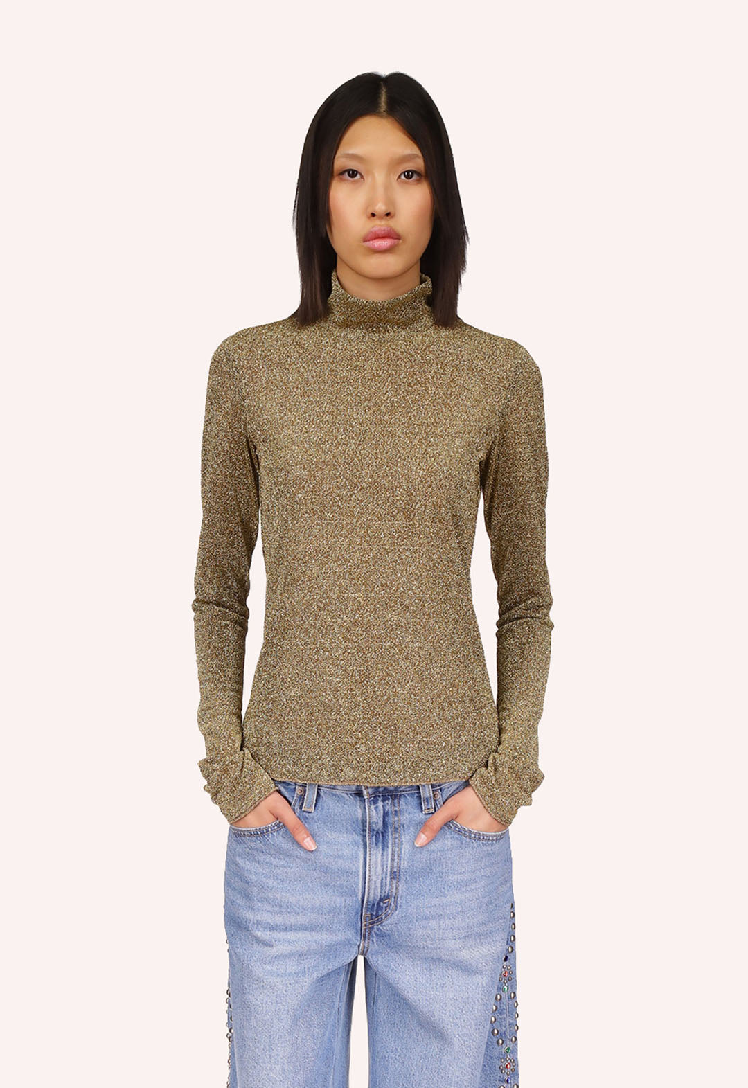 SPARKLING MESH TURTLENECK