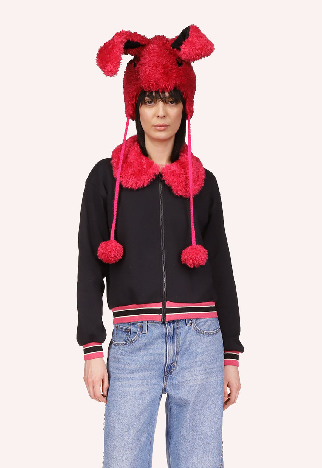 PLUSH TEDDY COLLAR SWEATSHIRT