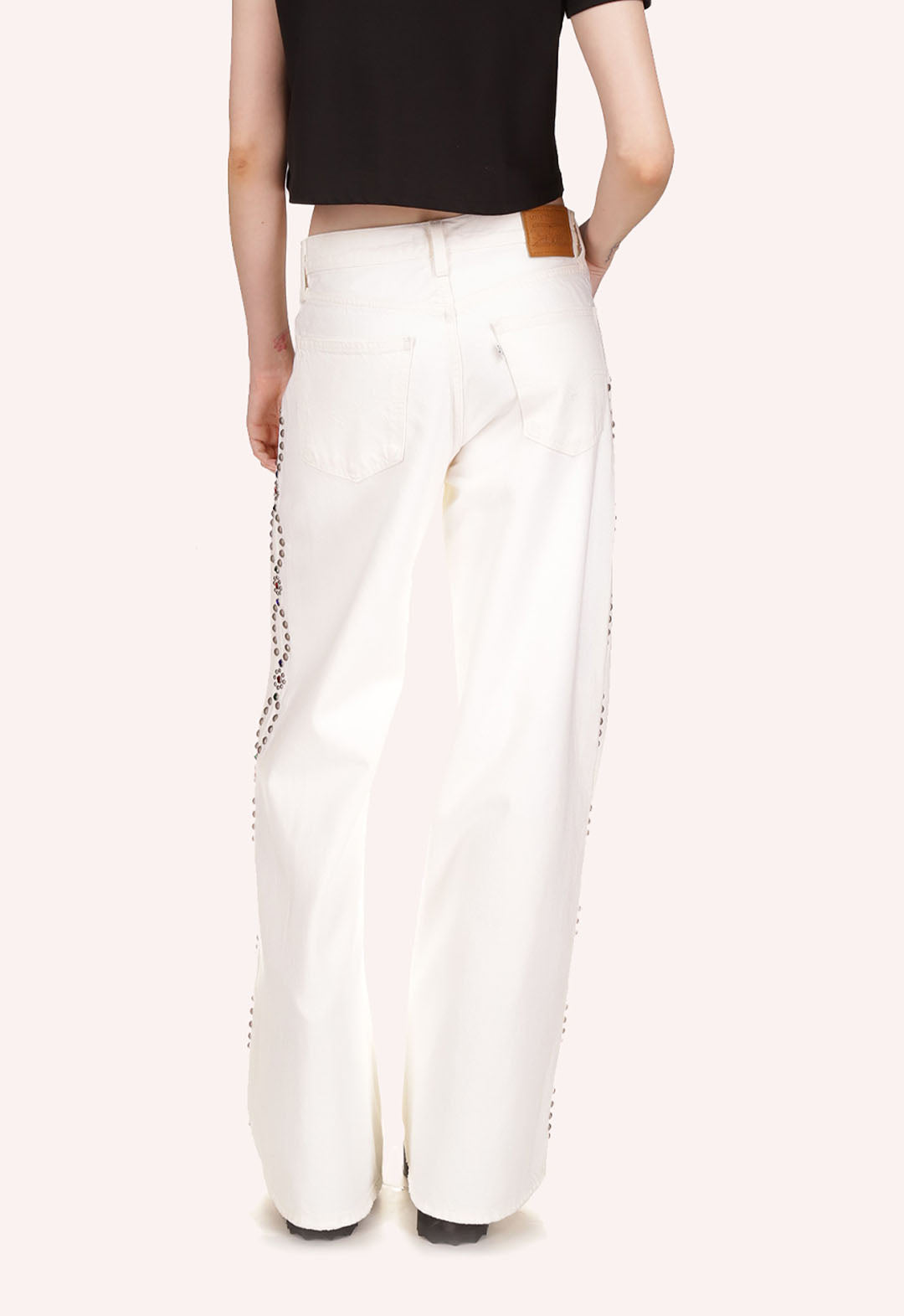 STUDDED WIDE LEG JEANS