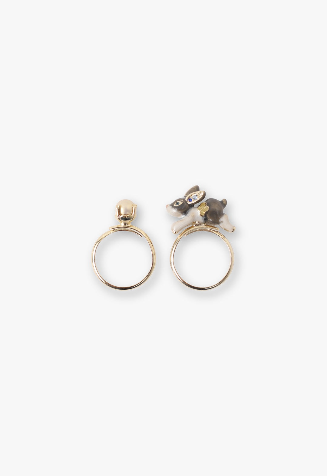 Rabbit motif 2 pieces set ring