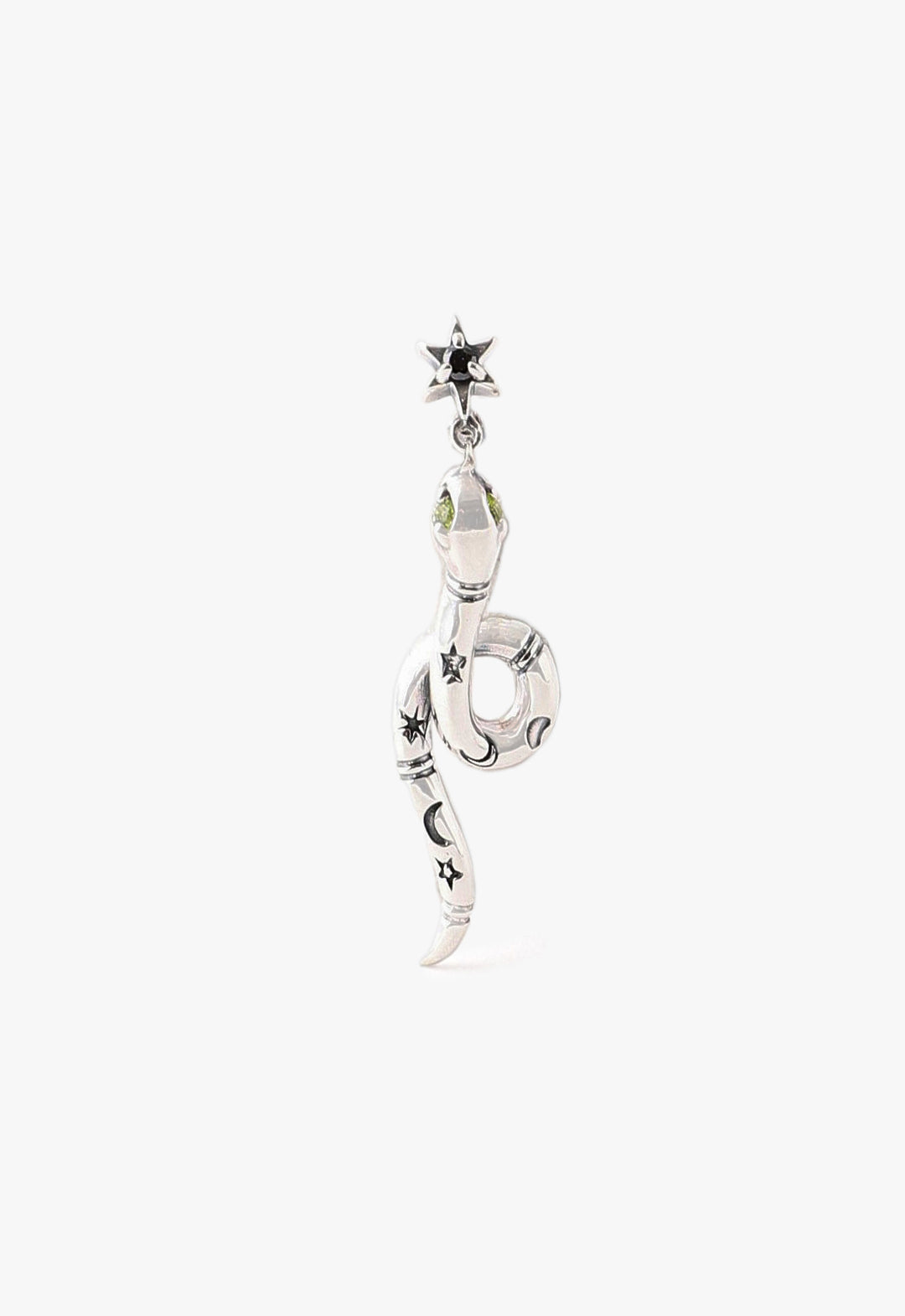 Silver Peridot Snake Motif Earrings