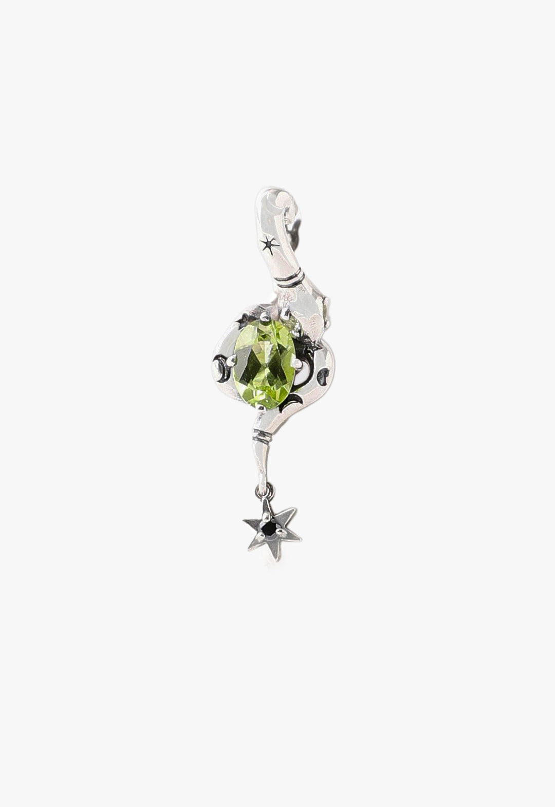 Silver Peridot Snake Motif Earrings