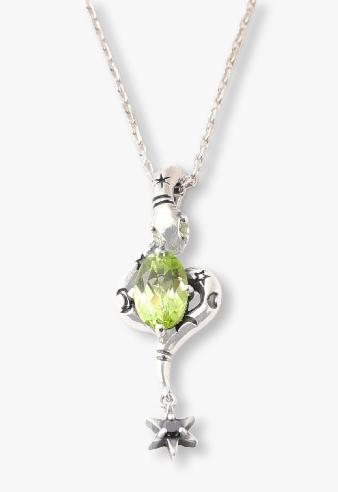 Silver Peridot Snake Motif Necklace