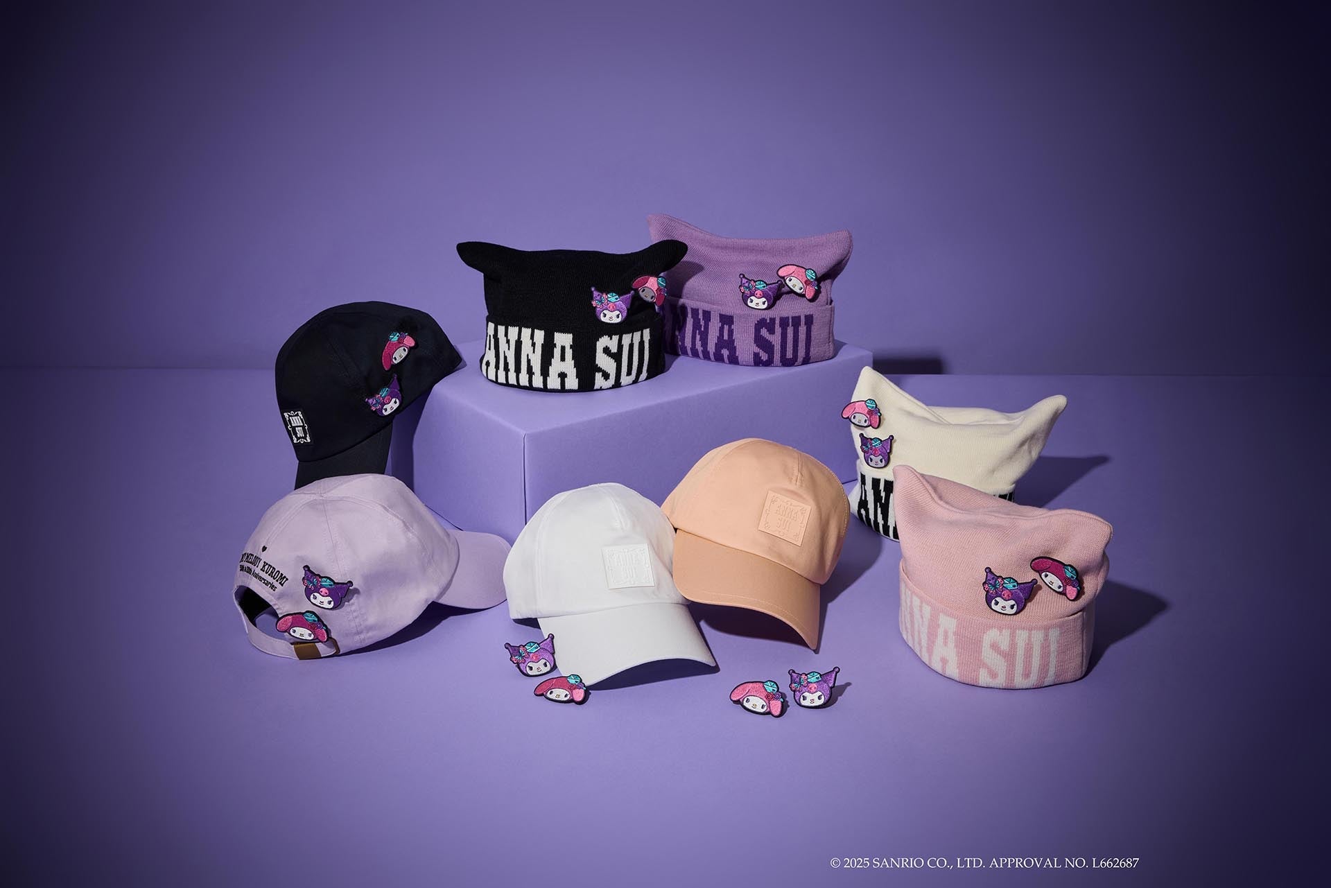 <center><small>ANNA SUI× MY MELODY & KUROMI<br>帽子・マフラーが登場</small></center>