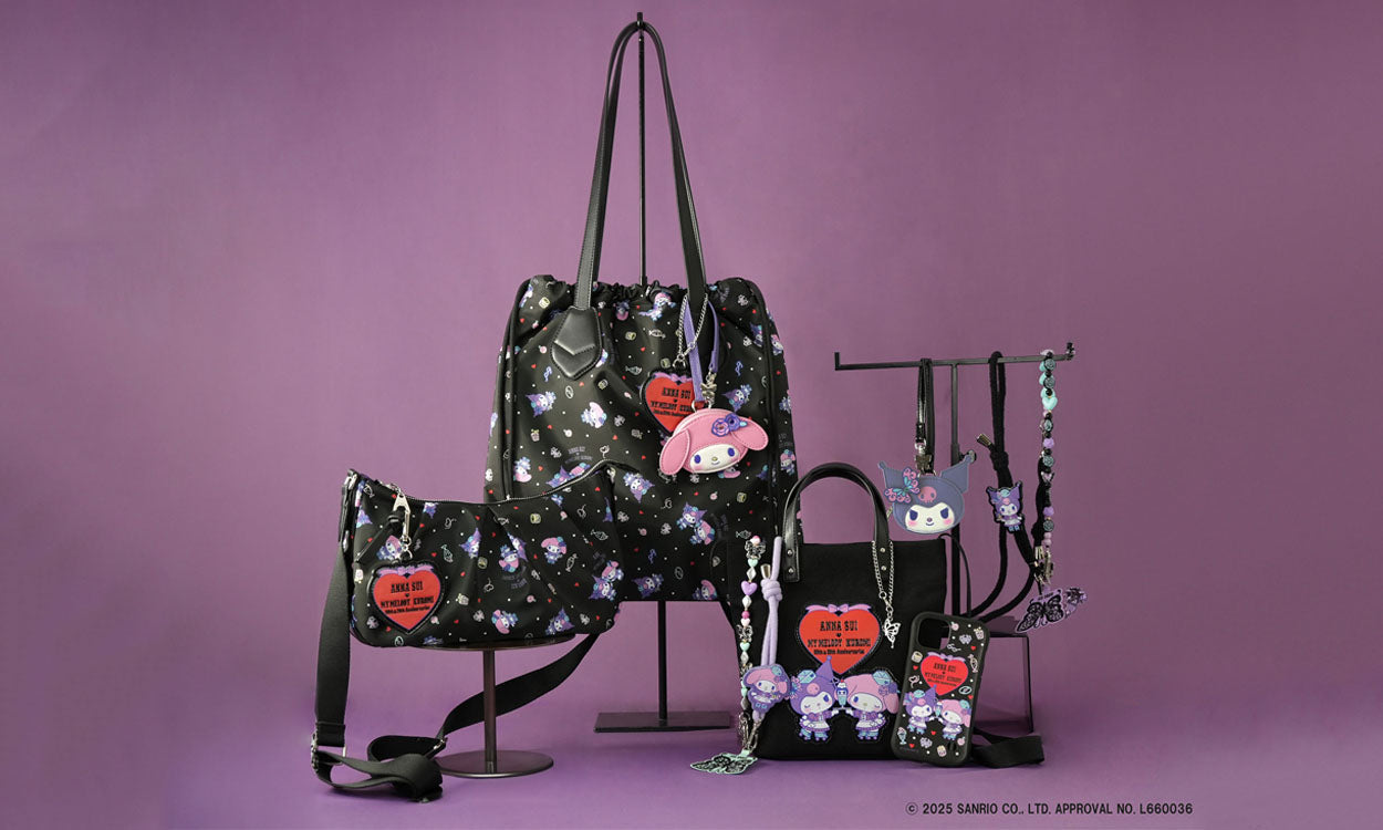 <center><small>ANNA SUI× MY MELODY & KUROMI<br>バッグやモバイルグッズが登場</small></center>