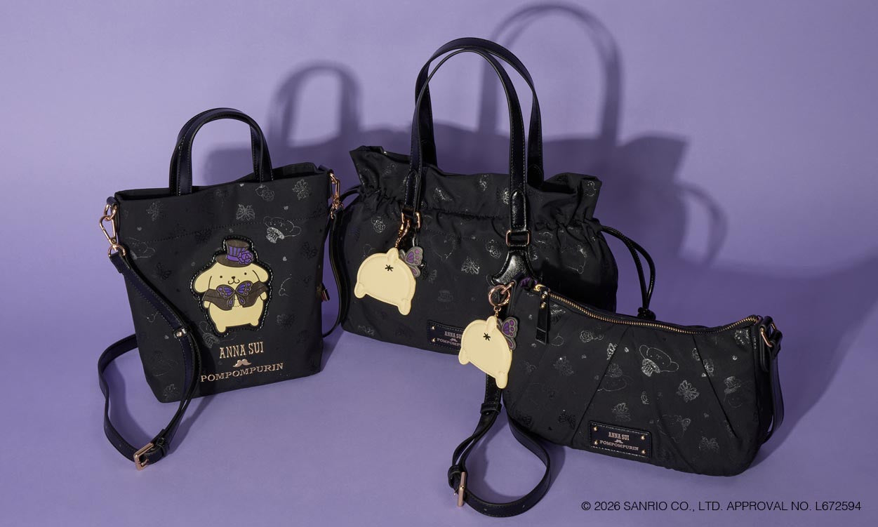 <center><small>ANNA SUI × POMPOMPURIN<br>バッグ・モバイルグッズが登場！</small></center>