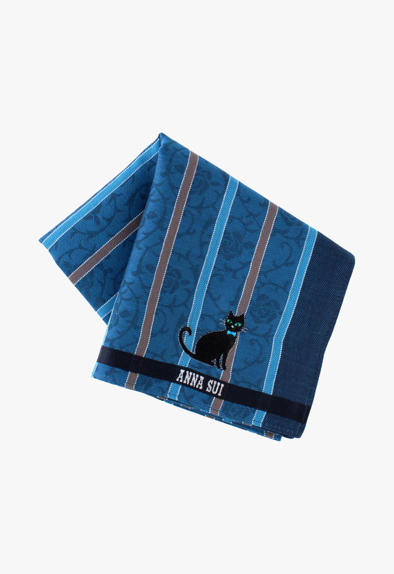 Cat &amp; Striped Border Handkerchief