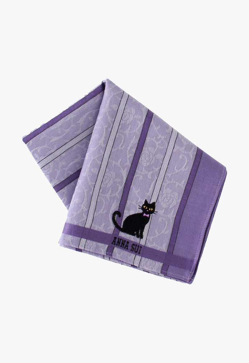 Cat &amp; Striped Border Handkerchief