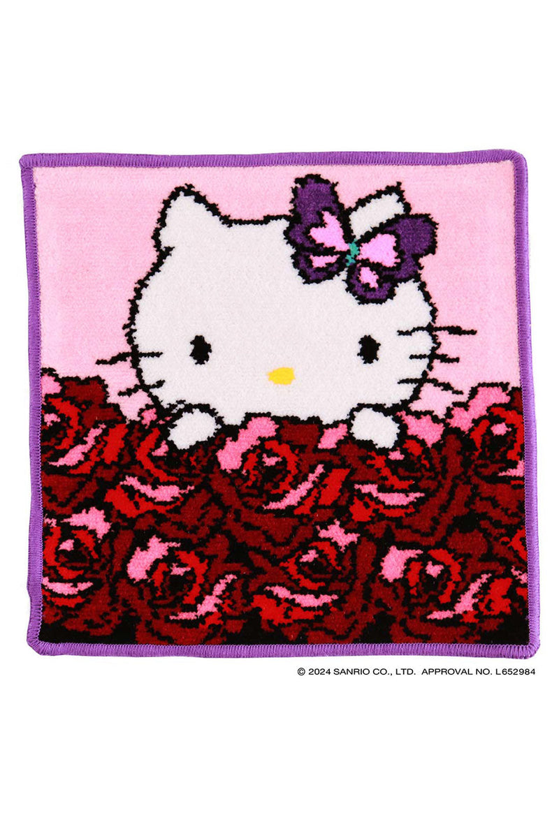 [HELLO KITTY 50th] Rose pattern chenille woven towel handkerchief