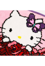 [HELLO KITTY 50th] Rose pattern chenille woven towel handkerchief