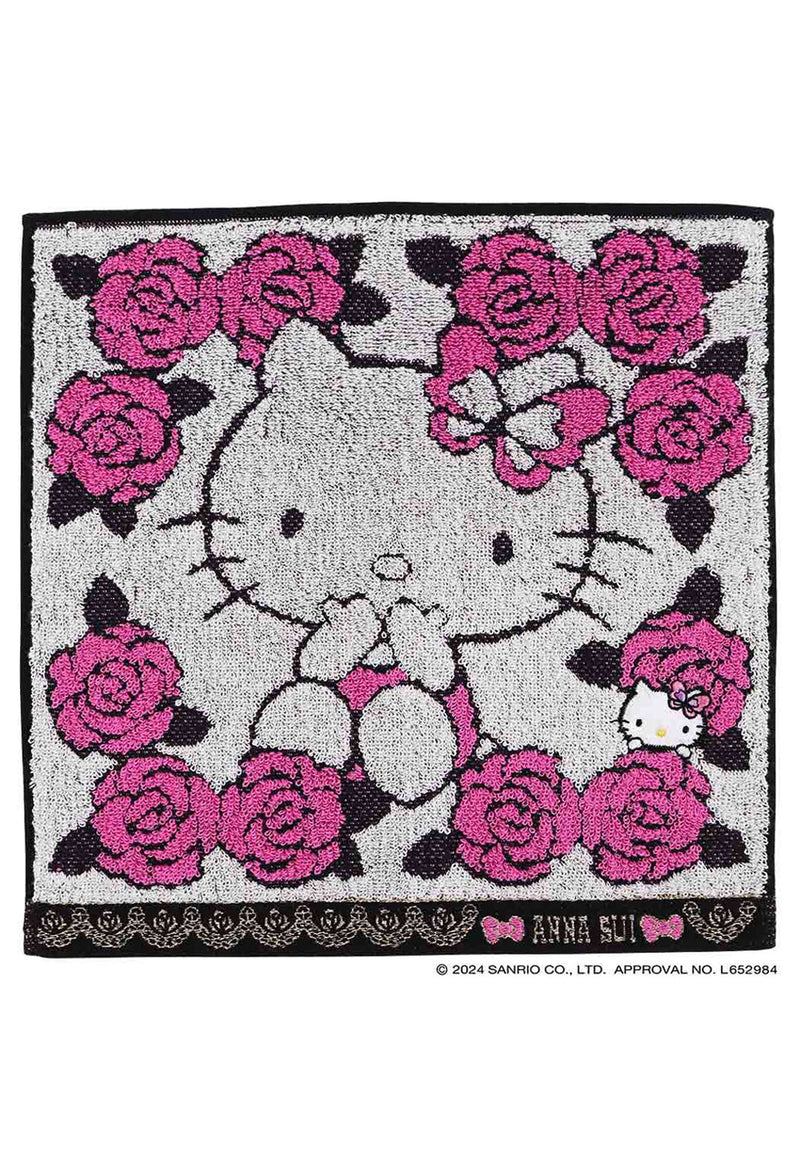 [HELLO KITTY 50th] Rose pattern towel handkerchief