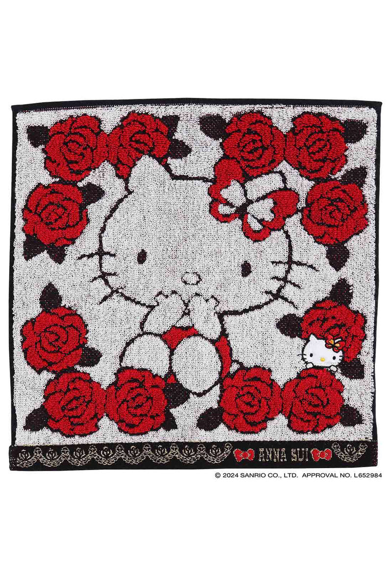 【HELLO KITTY 50th】ローズ柄 タオルハンカチ