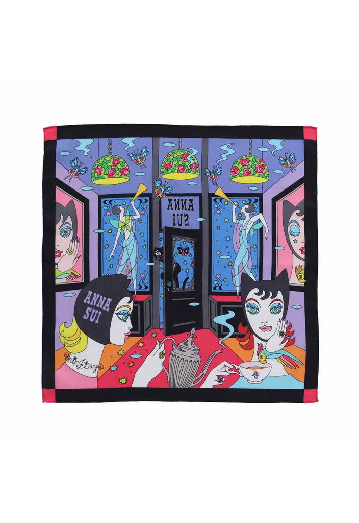 [ANNA SUI × Mick Itya] Print Handkerchief Midnight Tea Party