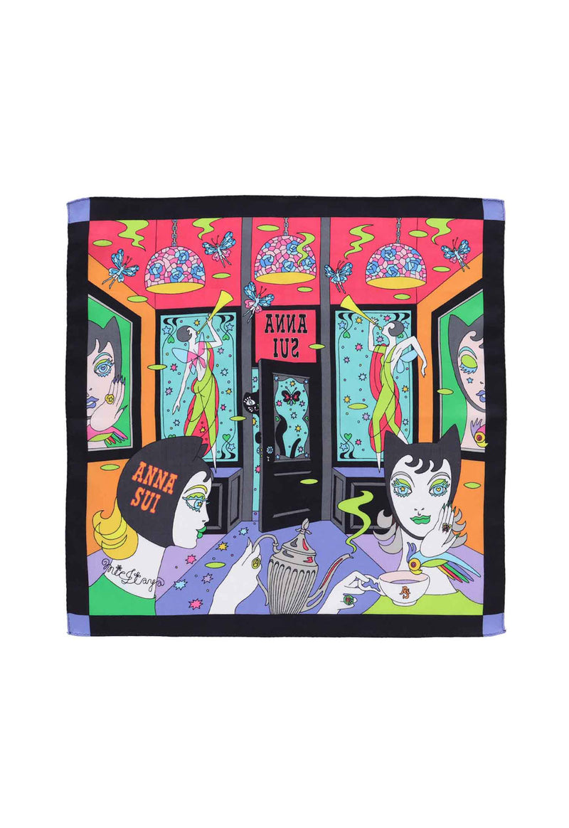 [ANNA SUI × Mick Itya] Print Handkerchief Midnight Tea Party