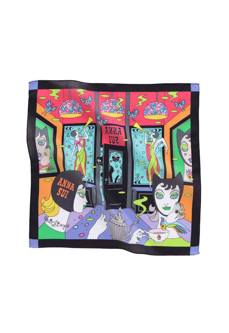 [ANNA SUI × Mick Itya] Print Handkerchief Midnight Tea Party