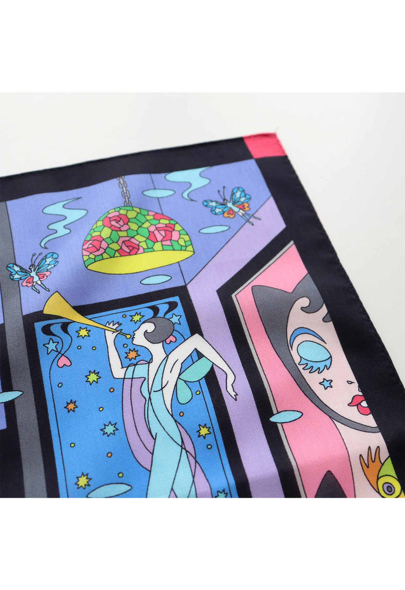 [ANNA SUI × Mick Itya] Print Handkerchief Midnight Tea Party