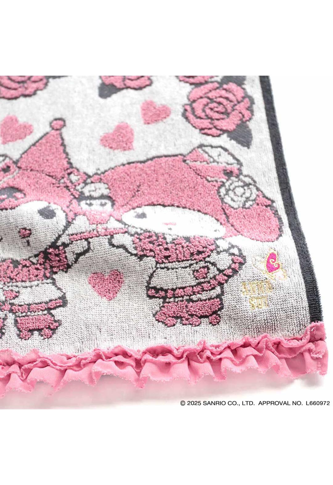 [My Melody Kuromi x ANNA SUI] Large ruffled towel handkerchief