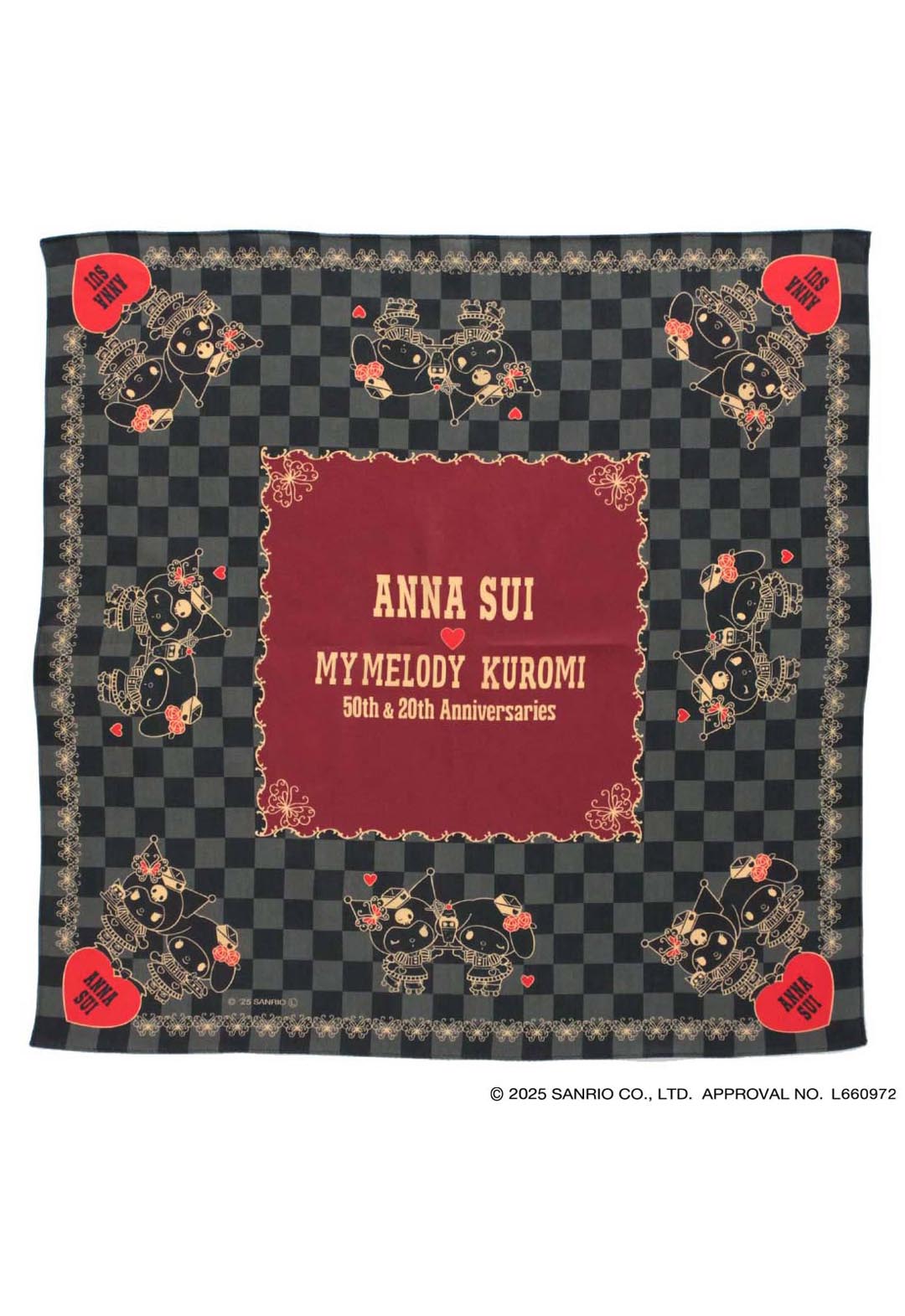 [My Melody Kuromi x ANNA SUI] Monotone print handkerchief