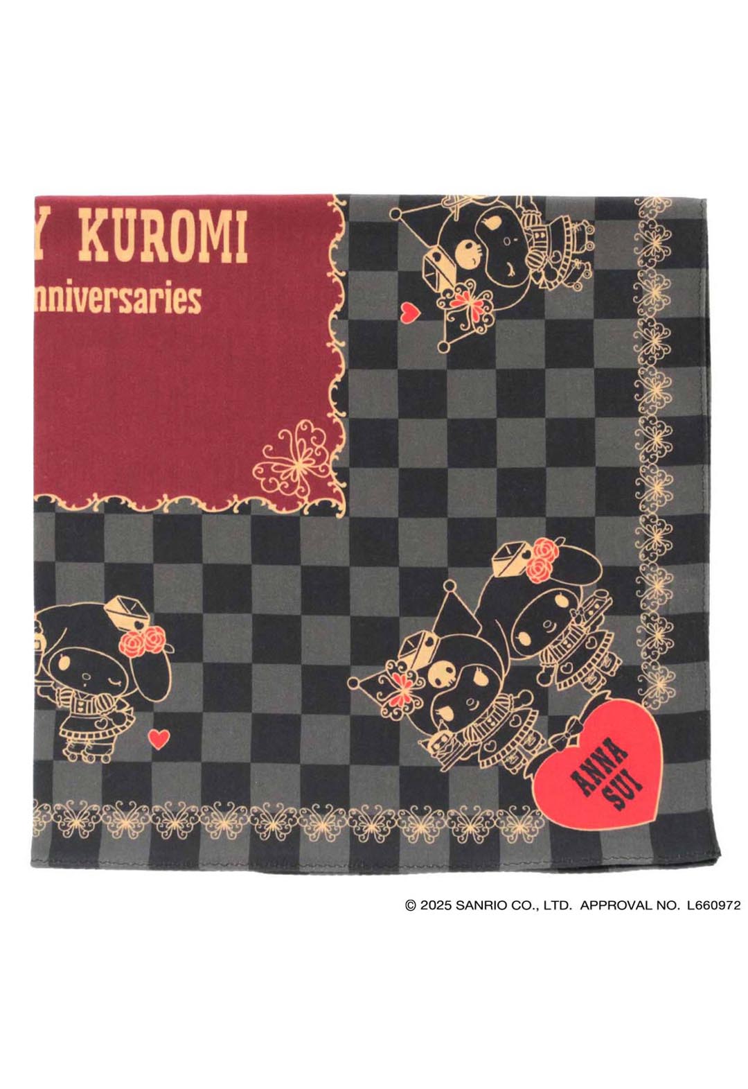 [My Melody Kuromi x ANNA SUI] Monotone print handkerchief