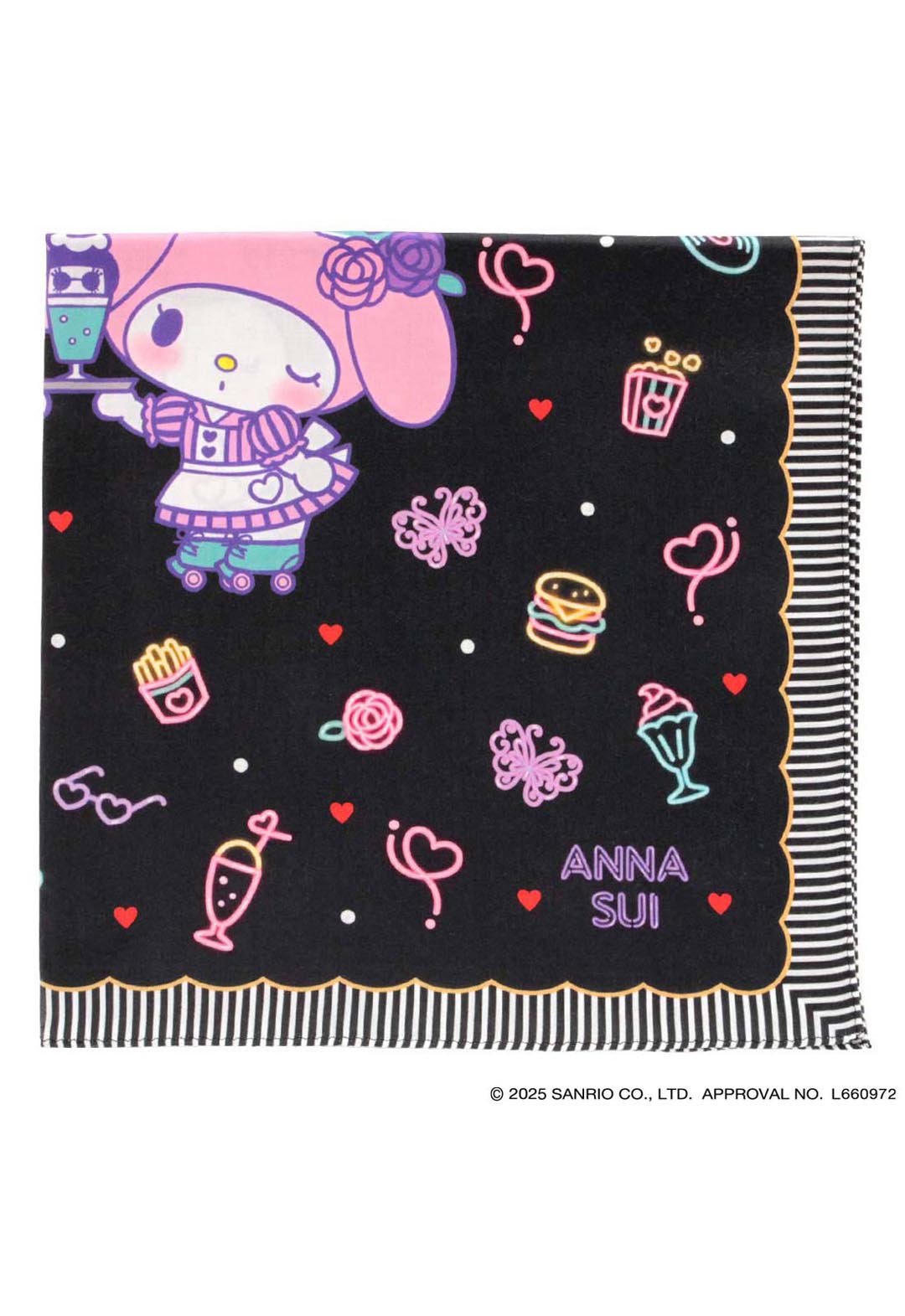 [My Melody Kuromi x ANNA SUI] Waitress print handkerchief