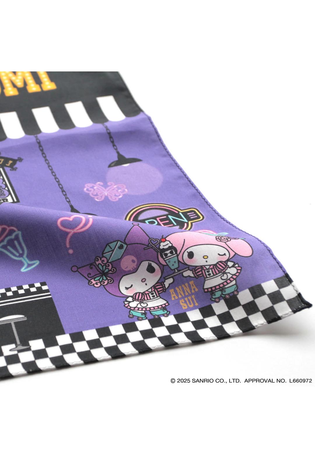 [My Melody Kuromi x ANNA SUI] American Diner Print Handkerchief