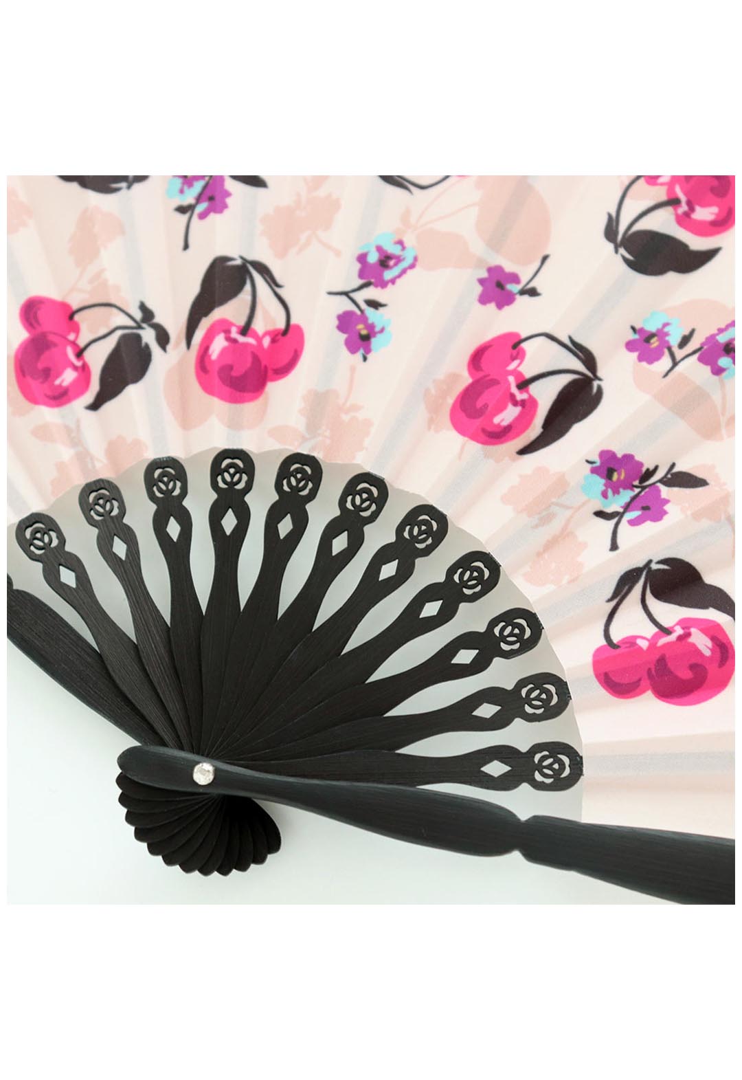 Folding fan with storage case (cherry)