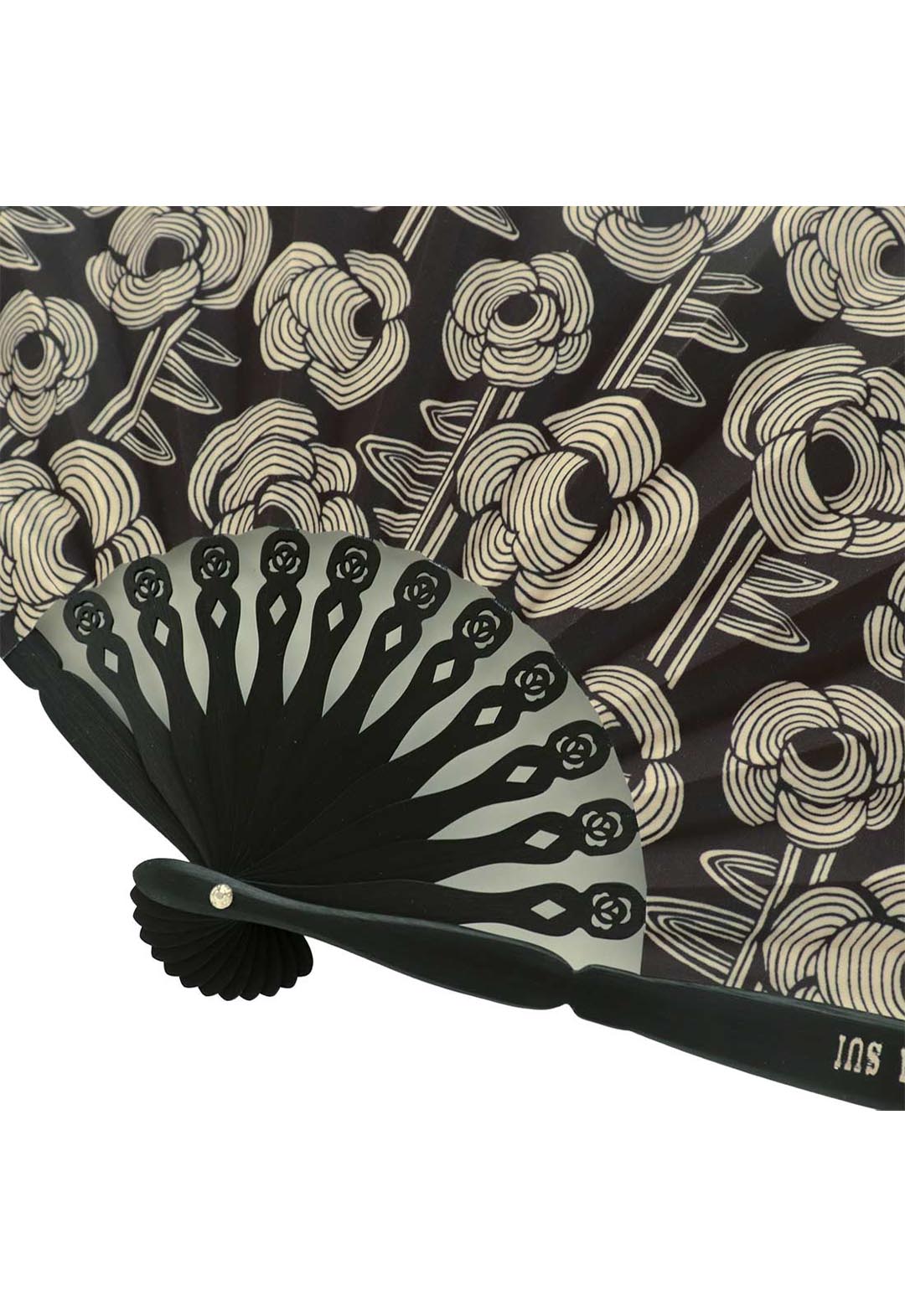 Folding fan with storage case (rose)
