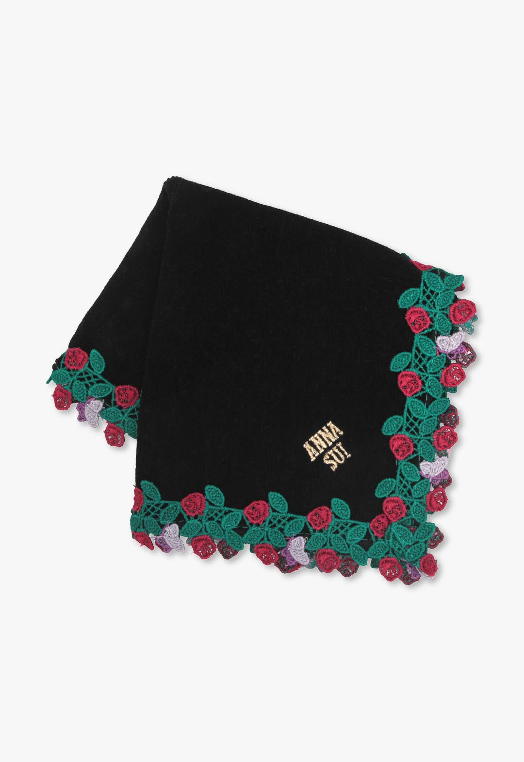 ラウンドレースタオル（ローズ柄）