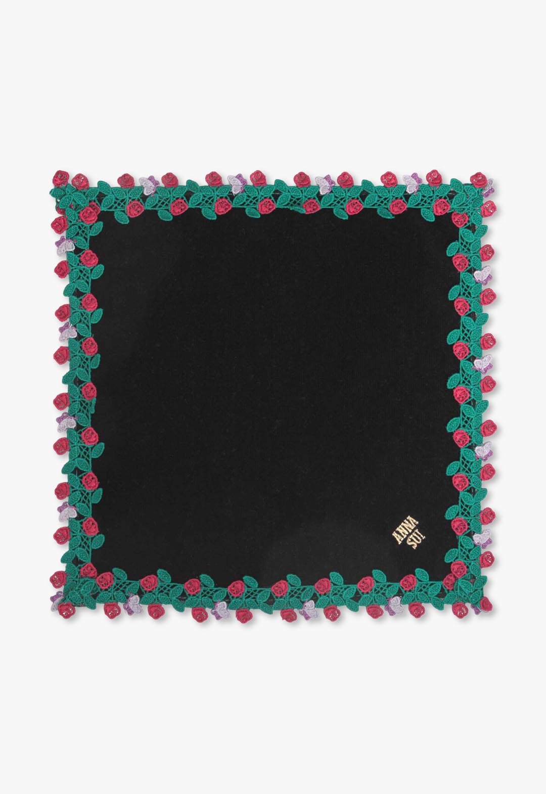 ラウンドレースタオル（ローズ柄）