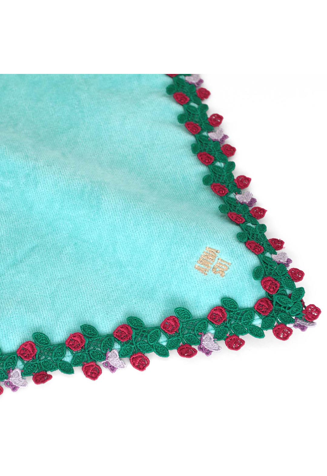 ラウンドレースタオル（ローズ柄）