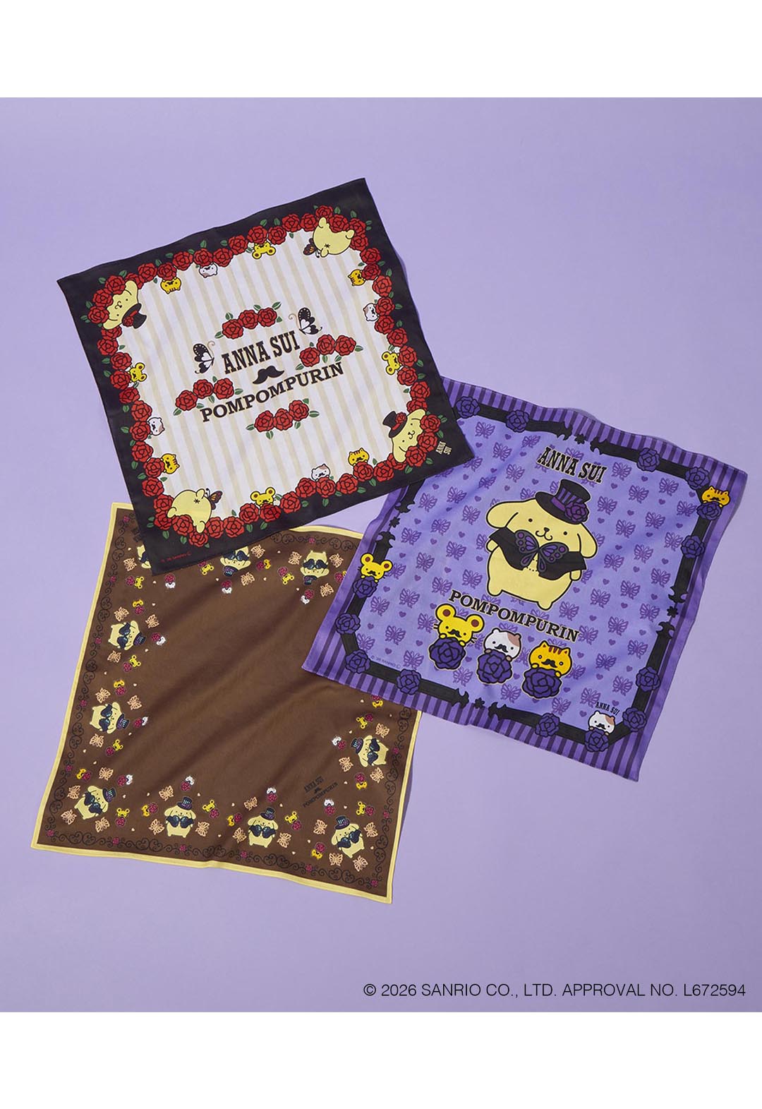 Anna Sui x Pompompurin Printed Handkerchief (Brown)
