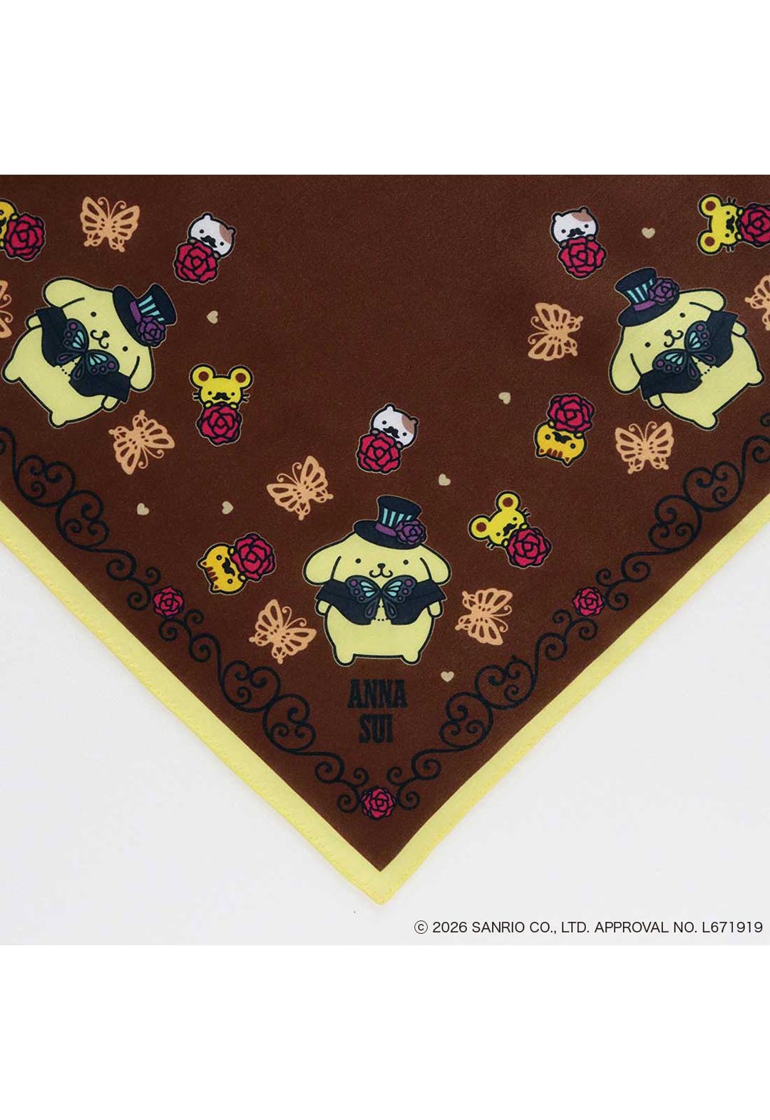 Anna Sui x Pompompurin Printed Handkerchief (Brown)